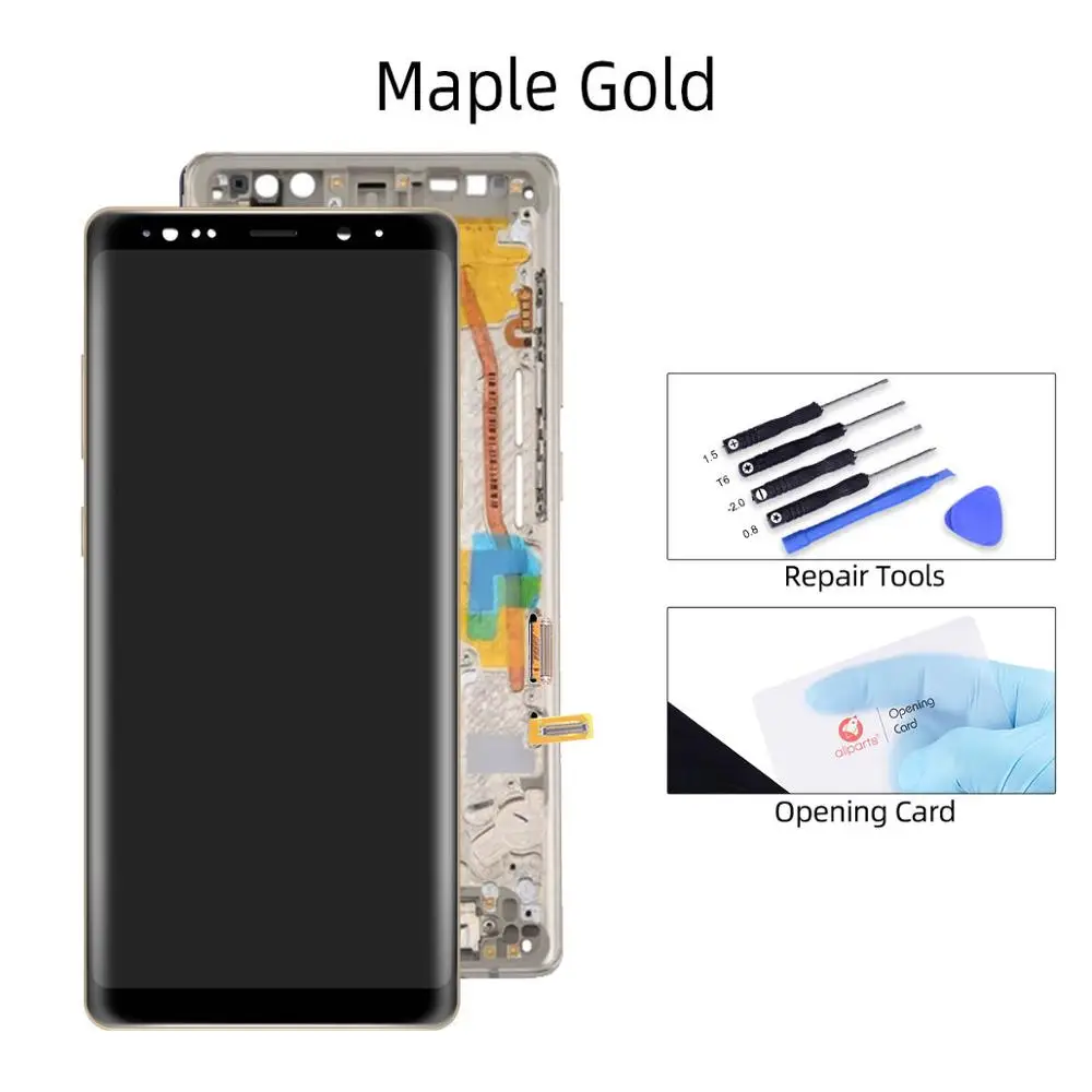 Gold with Frame AMOLED Дисплей для Samsung Galaxy Note 8 N9500 LCD в сборе с тачскрином 6.3'' черный - Цвет: Gold with Frame