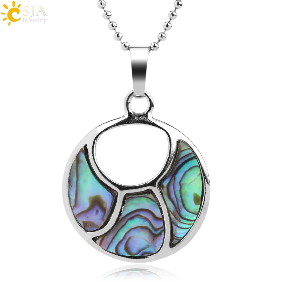 Женская подвеска в форме полумесяца CSJA круглая из натурального абалона с
