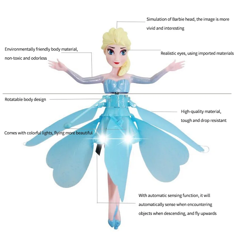 

4 Styles Disney Frozen Princess Drone Helicopter Aircraft Ball Flying Toys Ball Shinning LED Lighting Fly Helicopter Kids Toys