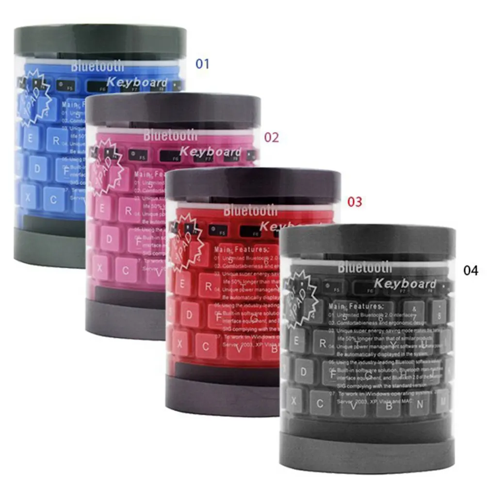 Складная Беспроводная клавиатура Bluetooth бесшумная с 87key Мягкая силиконовая Гибкая