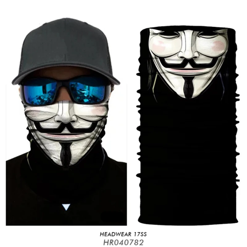 V for Vendetta Cycling Bandana Magic Neck Gaiter Anonymous Headband Moto Face Mask Sports Anarchy Tube Scarf Balaclava Buff | Спорт и