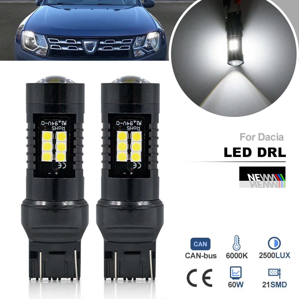 

For Dacia Duster HS I Logan L52/K52 Mk2 MCV 7443 T20 W21/5W Canbus Led Daytime Running Lights DRL Bulbs Car Daylight DLRs
