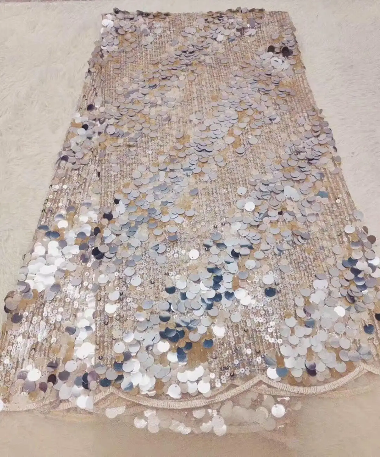 BLUE 2019 high quality sequence French Nigerian sequins net lace African tulle mesh fabric for dress 5 yards/lot | Дом и сад