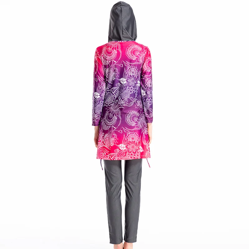 Plus Size Muslim Swimwear Women Modest Patchwork Hijab Long Sleeves Sport Swimsuit Islamic muslim Burkinis Wear Bathing Suit | Спорт и