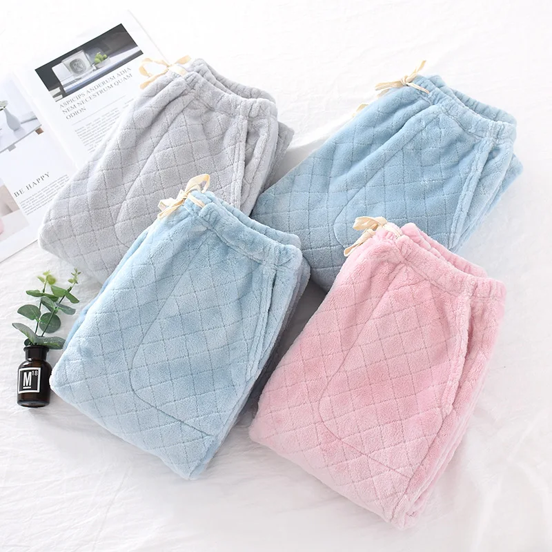 

Зимние теплые плотные плюшевые женские штаны Fdfklak, Повседневная Пижама с карманами, свободные Фланелевые брюки с высокой талией, домашняя о...