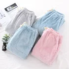 Зимние теплые плотные плюшевые женские штаны Fdfklak, Повседневная Пижама с карманами, свободные Фланелевые брюки с высокой талией, домашняя одежда для сна