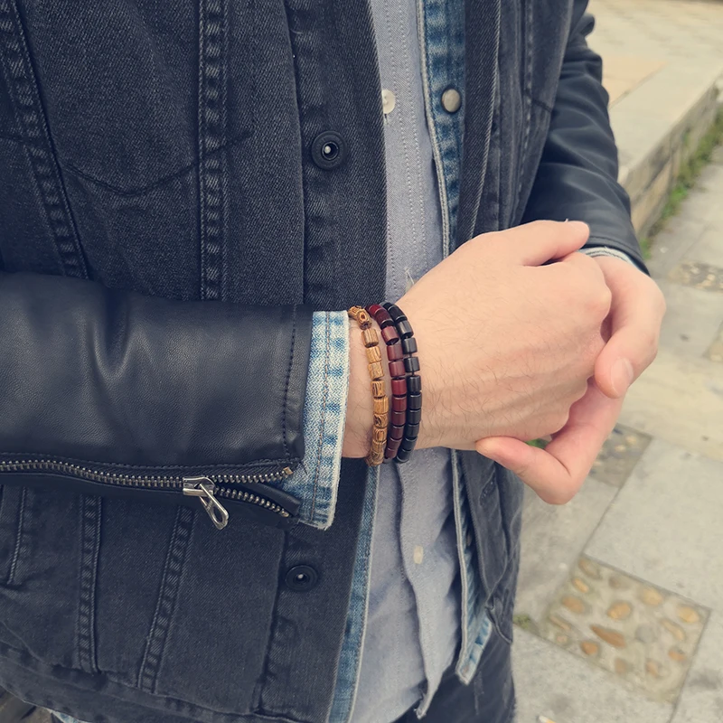 Браслет Шарм из натурального дерева с бусинами для мужчин и женщин|Плетеные