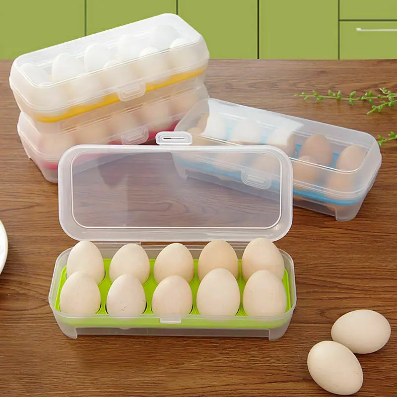 

Delidge 1PC 10 Grids Plastic Egg Delidge 1PC Egg Storage Containers Fresh Refrigerator Case Kitchen Food Crisper Box