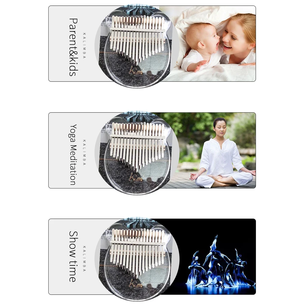 

17-Tone Finger Piano Portable Transparent Crystal Acrylic Kalimba Thumb Piano For Kids And Beginners Music Instrument
