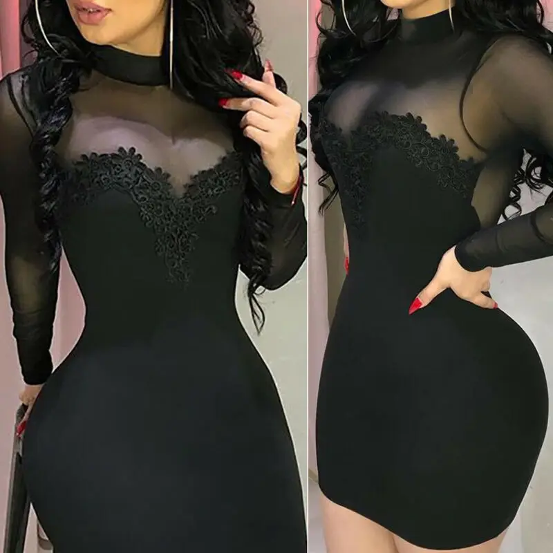 

Sexy Women Bandage Bodycon Mini Dresses Transparent Strapless Party Female Elegant Mini Dress Chiffon Female Black Vestidos
