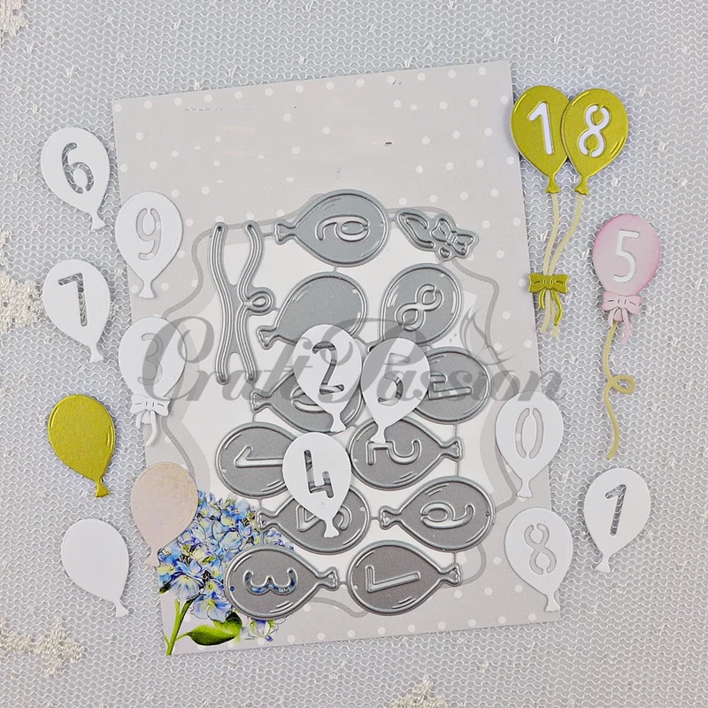 

AliliArts Metal Cutting Dies balloons with numbers diy Scrapbooking Photo Album Decorative Embossing PaperCard Crafts Die 2020
