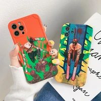 cute cartoon chainsaw man pattern phone case for iphone 13 12 pro max 11 x xs xr xsmax se2020 7 8 plus shockproof silicone cover