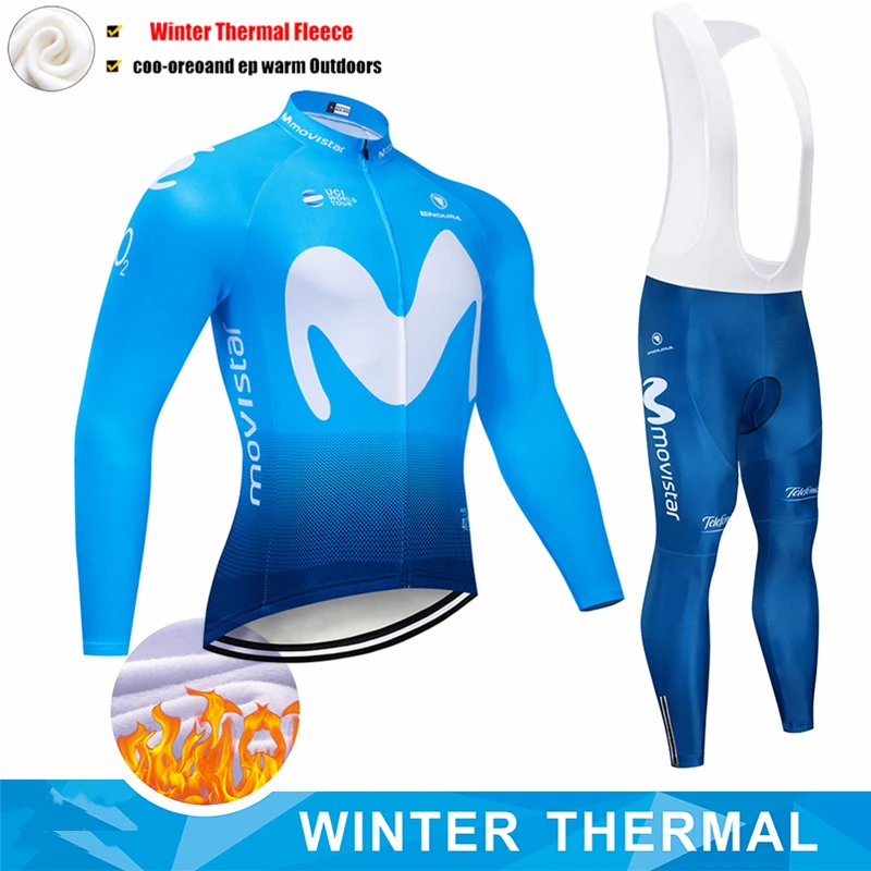 

Movistar Winter Thermal Fleece Cycling Sets Maillot Ropa Ciclismo Keep Warm MTB Bike Wear Bicycle Clothing Cycling Jerseys Set