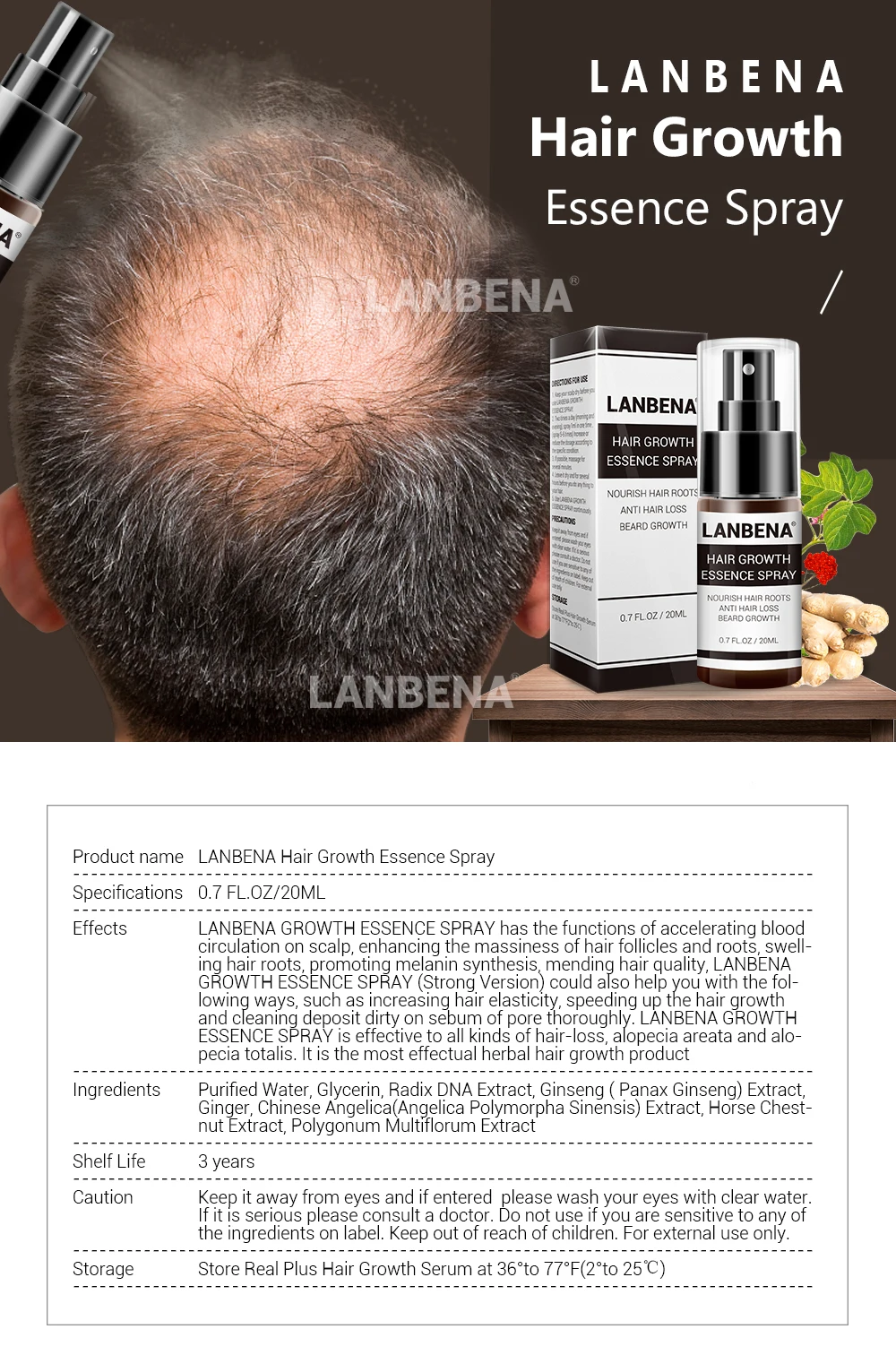 LANBENA эссенция для роста волос спрей для предотвращения облысения укрепляющий лабена против выпадения волос ламбена против остановки выпадения волос продукт