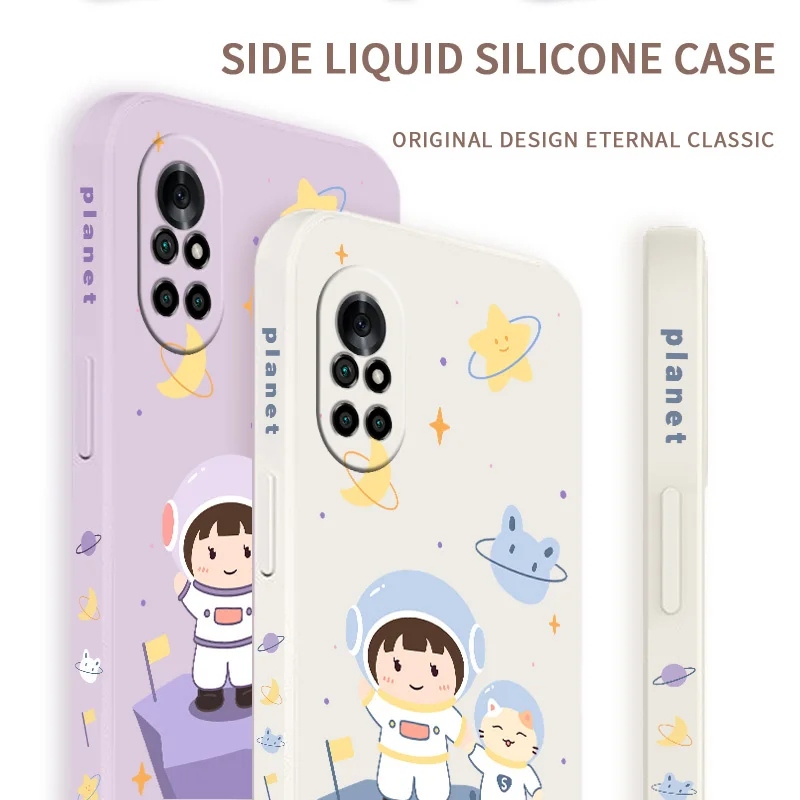

Kitten Astronaut Phone Case For Huawei Nova8 8Pro 8SE Nova 7 7Pro 7SE 6 6se 5 5Pro 5Z 5I 5Ipro 5T 4 4E Liquid Silicone Cover