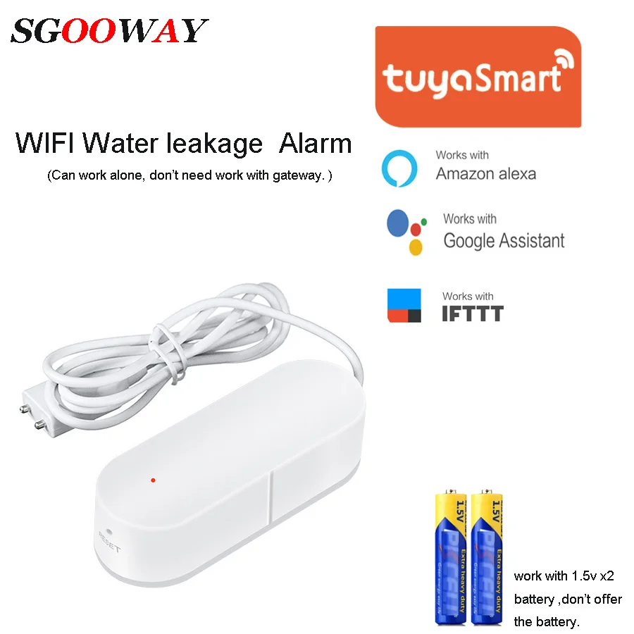 Sgooway Tuya Smart life wifi сигнализация утечки воды поддержка Alexa Google Home