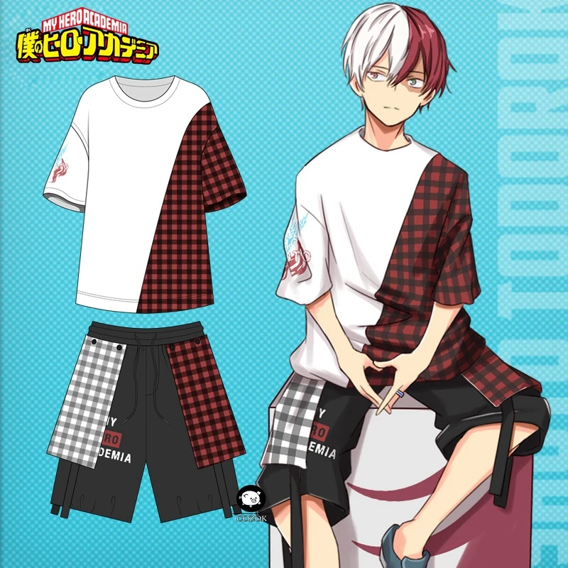 

Anime Japanese My Hero Academia Todoroki Shoto Cosplay Short-Sleeved T-shirt Men's And Women's Summer Shorts Clothes