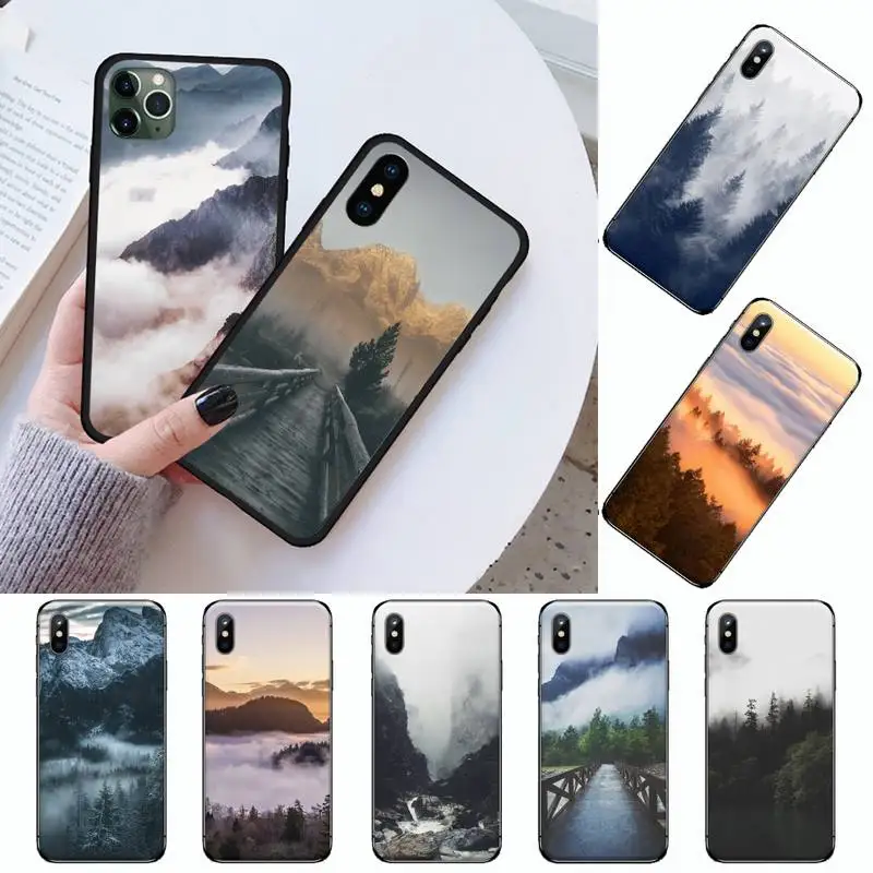 

mountain forest fog Scenery Phone Case For iphone 12 11 13 7 8 6 s plus x xs xr pro max mini