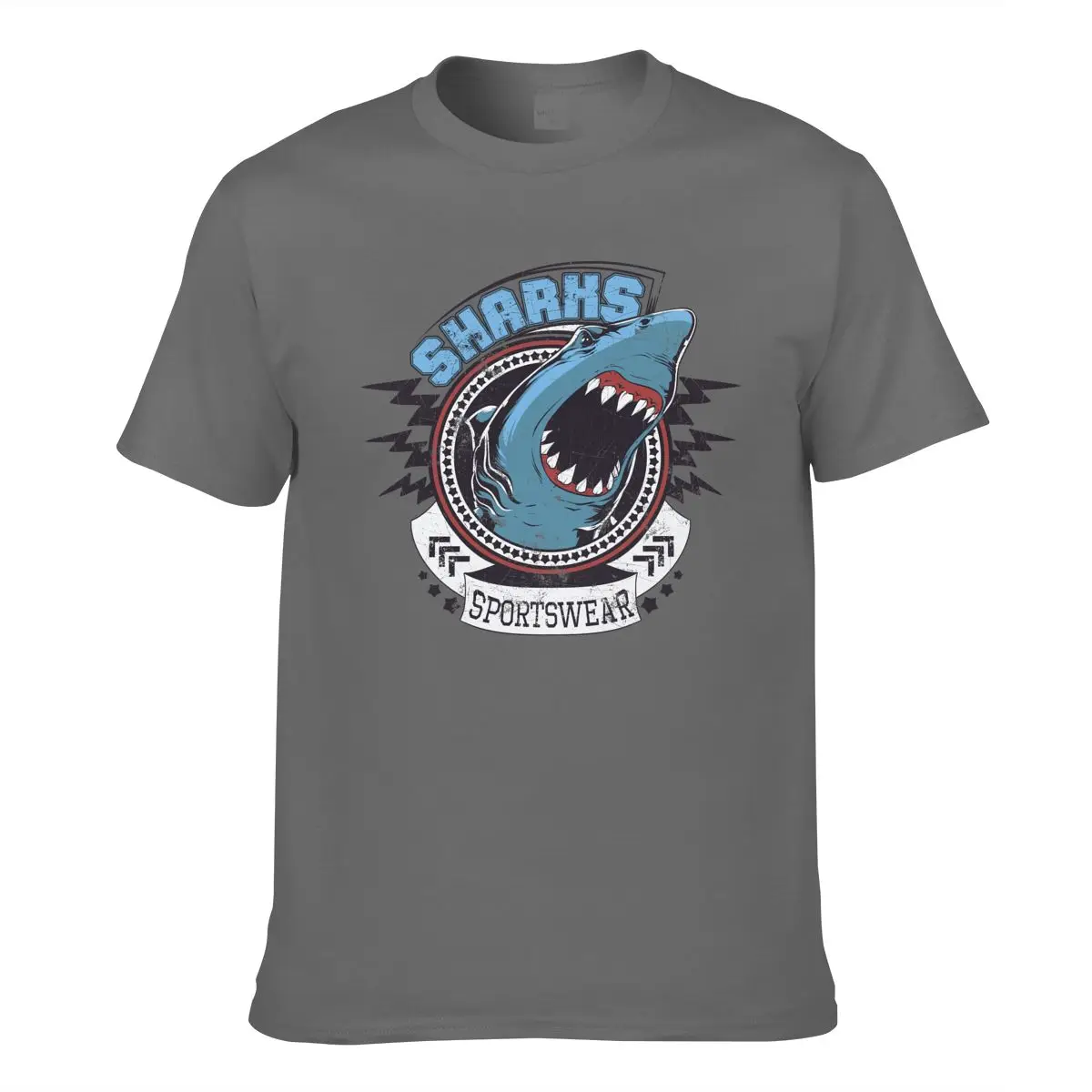 

Men Short Sleeve Great White Shark Printing Cotton Soft Breathable Mens t shirts Top Casual Fashion Street Wear Camping Fishing