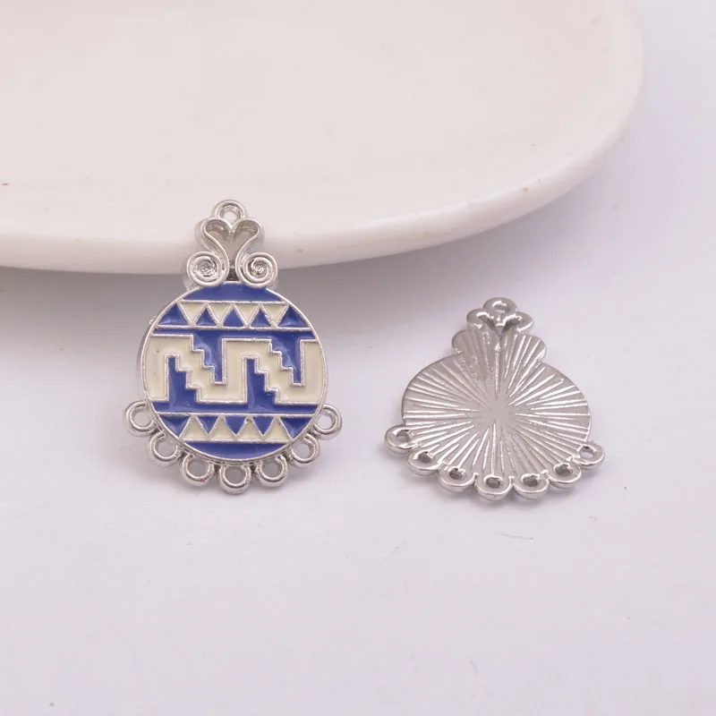 Круглый эмалевый Шарм соединитель из сплава с 7 отверстиями 12 шт. соединители для