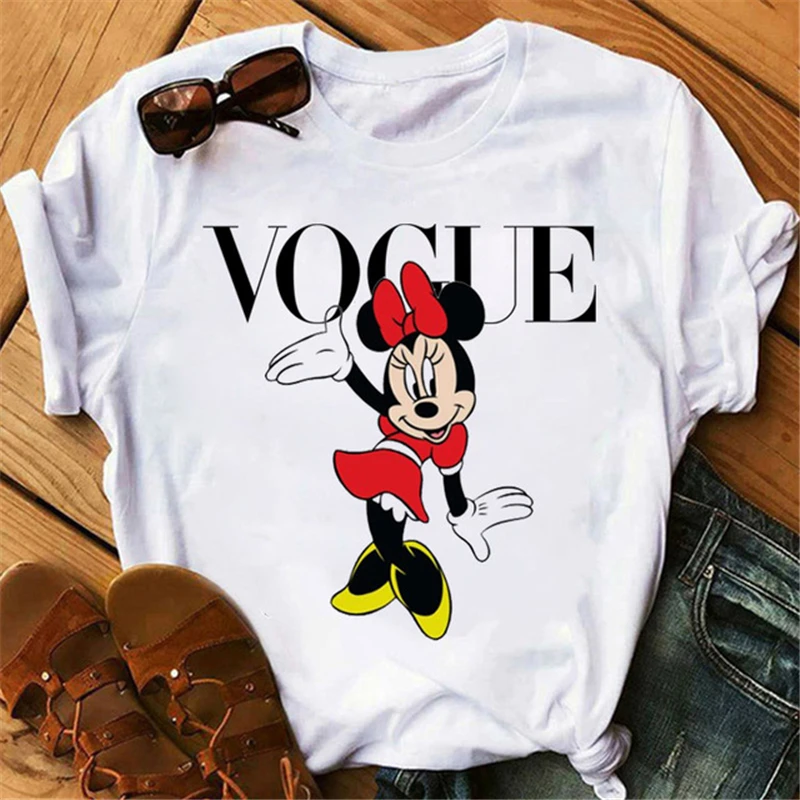 

Fashion Lover T-shirt Cartoon Mouse Print Women T-shirt Summer Cute Animal Tee Casual Female Vogue Tops