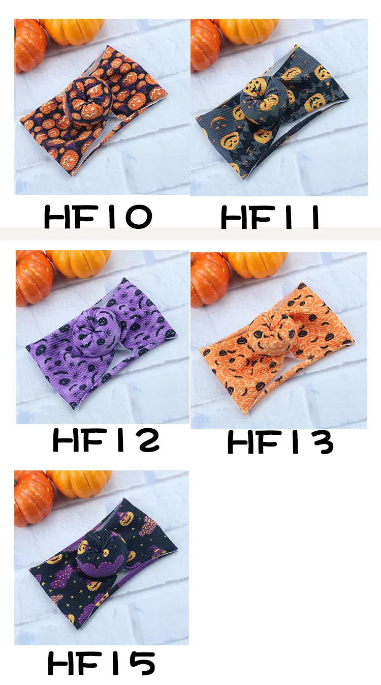 

2019 New Halloween Print Donuts Turban Headband Head Wraps For Girls Texture Fabric Bows Headbands Kids Party Headwear 24pc/lot