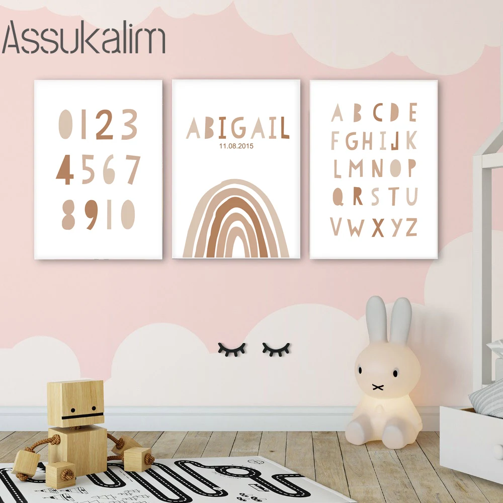 АБС-алфавит Художественная печать имени на заказ дата рождения радужная