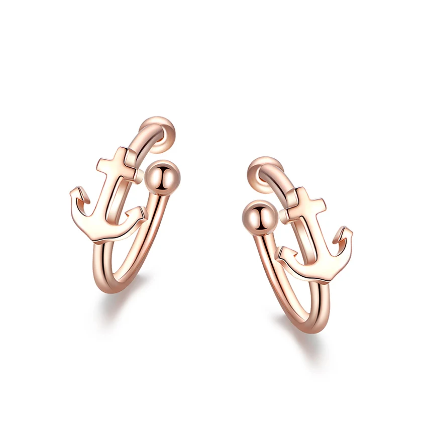 Серебряные серьги клипсы Kaletine Anchor & Cross 925 пробы без в стиле пирсинга ювелирные