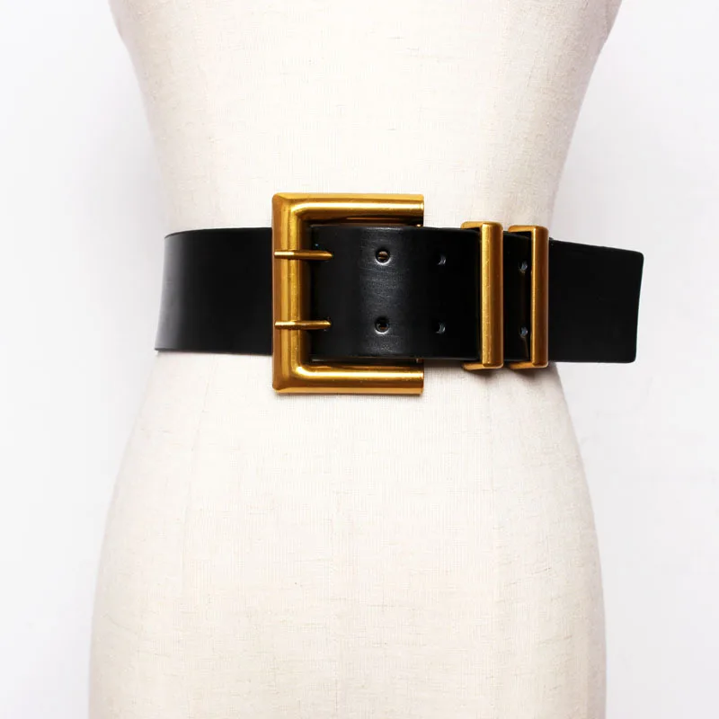 

New ZA Fashion Genuine Leather Double-layer Pin Buckle Belt Women INS Style Belt Waist Accessories for Dress Coat