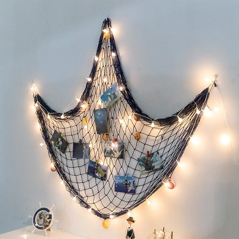 

Photo Hanging Display Rack Coastal Decoration Nautical Fishnet, Dormitory Family Wall Party Decorations(1 PCS)