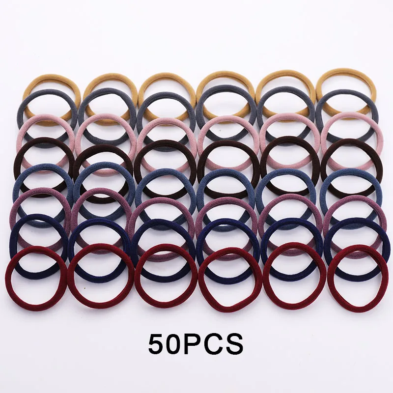 50PCS Mix Colors 3 50/100 шт Для женщин и девочек 4 см конфеты Цвета нейлон резинки для волос хвост держатель резинки резинка для волос; повязка для волос; аксессуары - Цвет: 50PCS Mix Colors 3