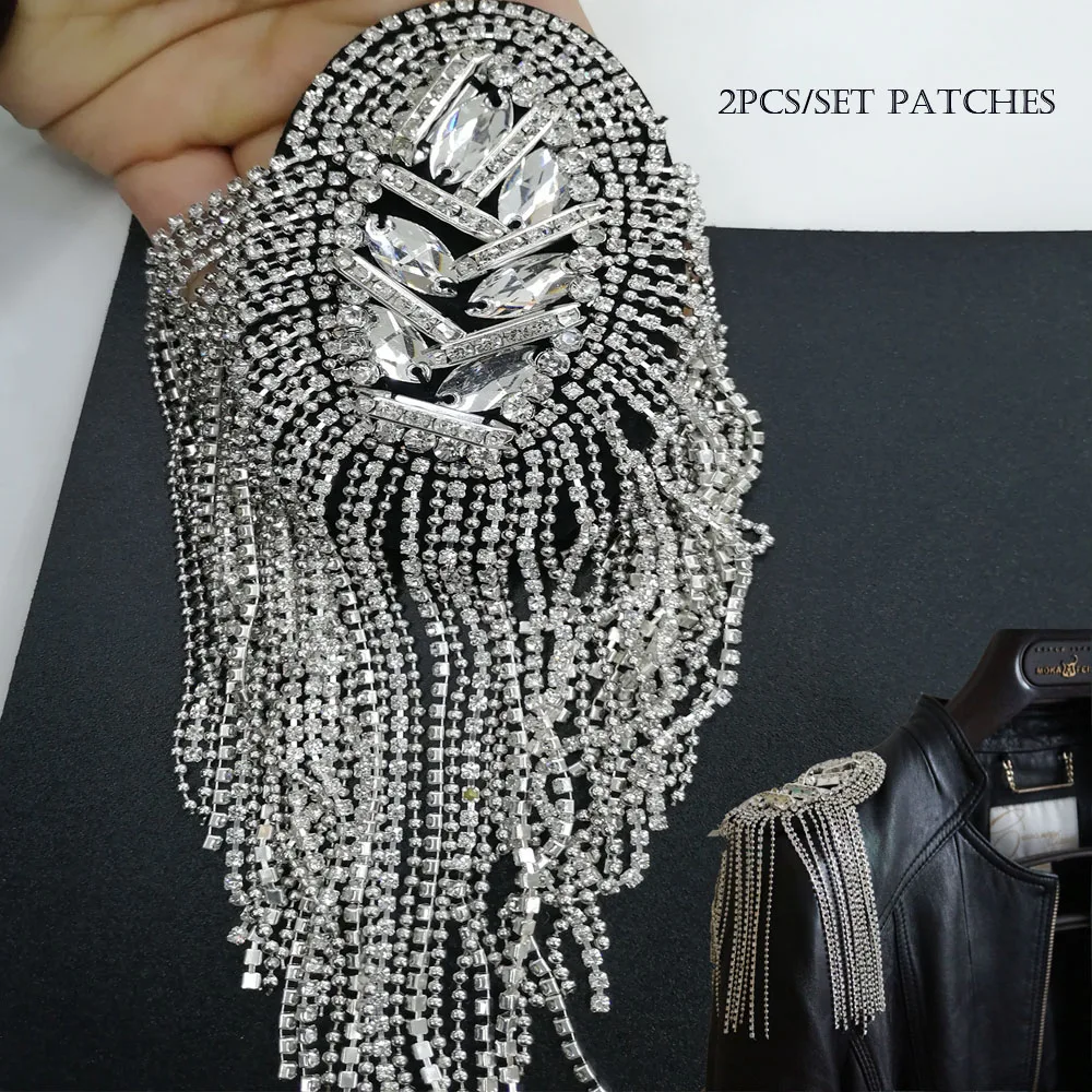 

2pcs/set luxury tassel Beaded epaulette for clothes Punk Coat Suit DIY Fashion Tassel Badge Epaulets Shoulder Patches appliques