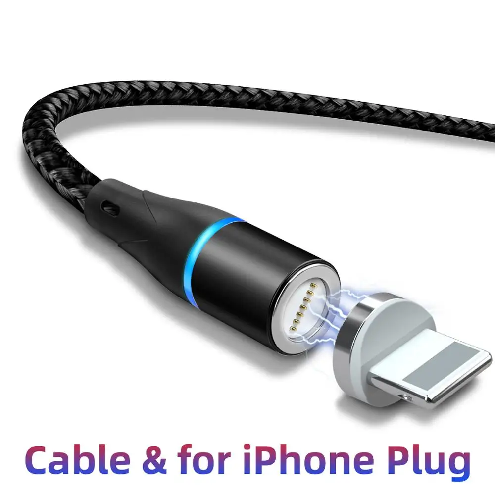 Black For IOS cable ANMONE type C Магнитный кабель Android Micro USB кабели Мобильный планшет быстрое зарядное устройство магнитный шнур телефон зарядка данных USB кабели - Цвет: Black For IOS cable