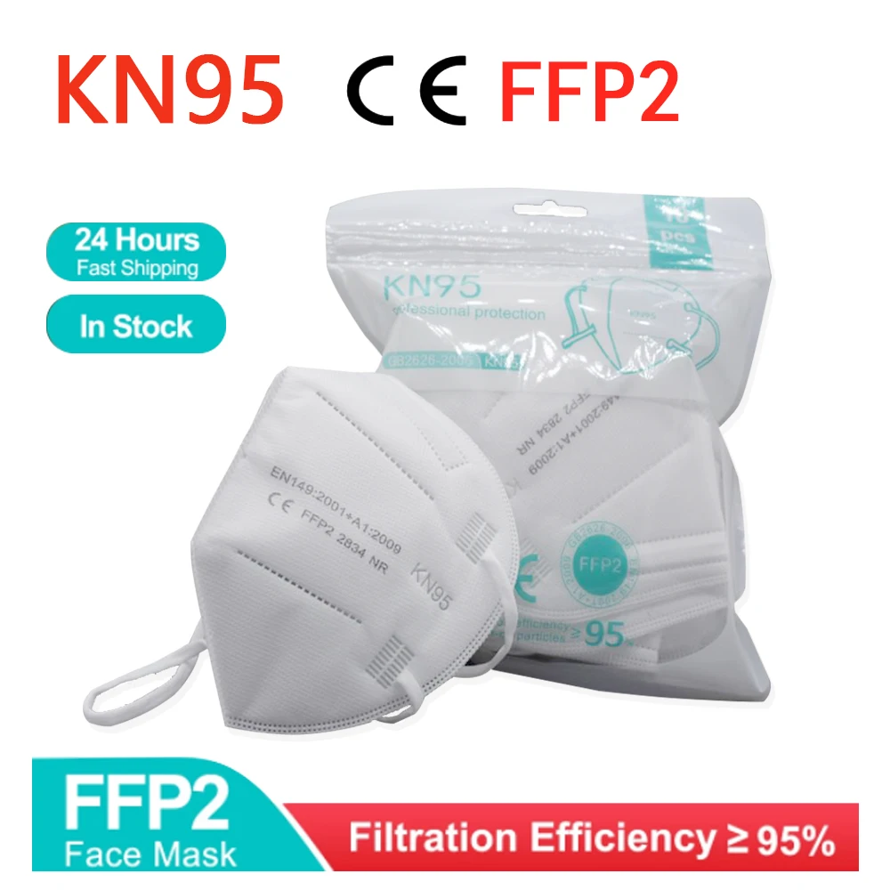 100PCS CE Pink Red Blue Mask FFP2 KN95 Face Respirator Anti Dust PM2.5 Protective Pollution Valve Masks | Безопасность и защита