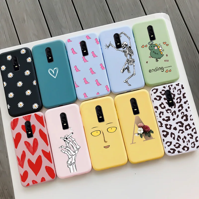 for oneplus 6 case cartoon cute pattern soft silicone tpu painted matte shockproof mobile phone protection cover free global shipping