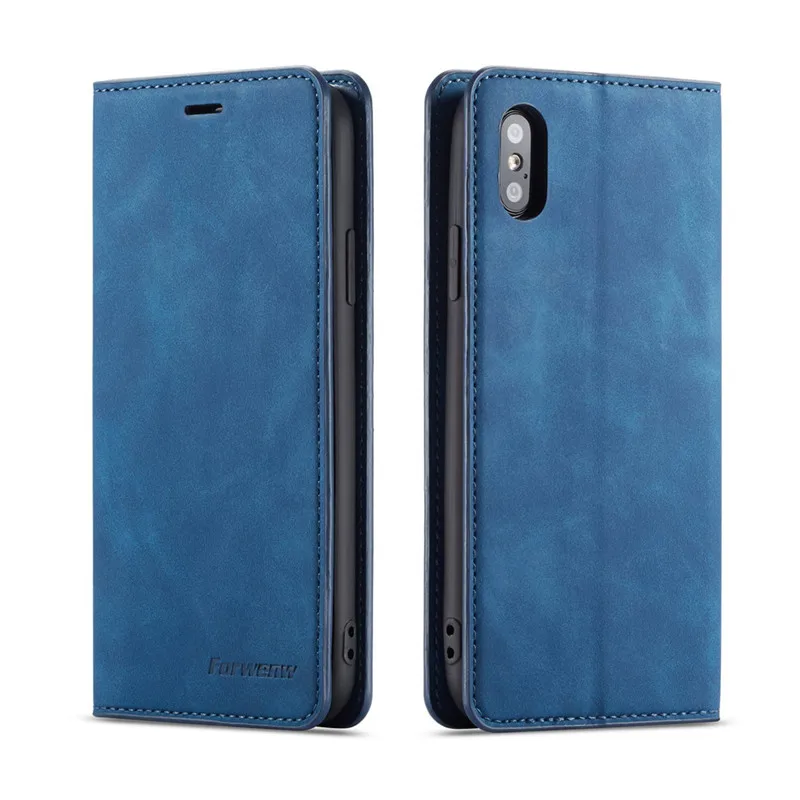 Синий Магнитный кожаный чехол для iPhone 11 Pro MAX XR X XS MAX 8 Plus 6 6S Plus 7 Plus 5 5S SE чехол для телефона Coque откидная подставка чехол-кошелек - Цвет: Синий