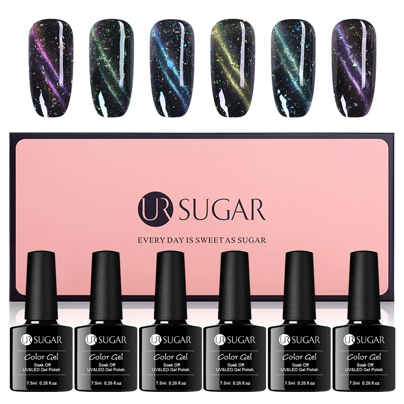 Ur Sugar 6 шт./лот 7,5 мл УФ Магнитный Гель-лак для ногтей термальный меняющий цвет впитывающийся Гель-лак для маникюра Гель-лак для ногтей