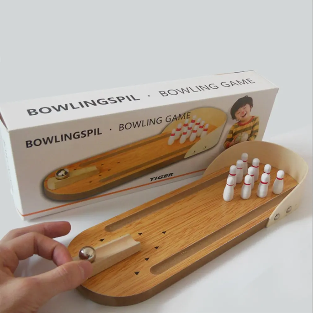 

Wooden Mini Bowling Children'S Educational Toys Mini Bowling Baby Parent-Child Interactive Table Tennis Game