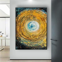100 hand painted modern oil painting abstract golden storm eye canvas painting home decor painting living room entrance mural