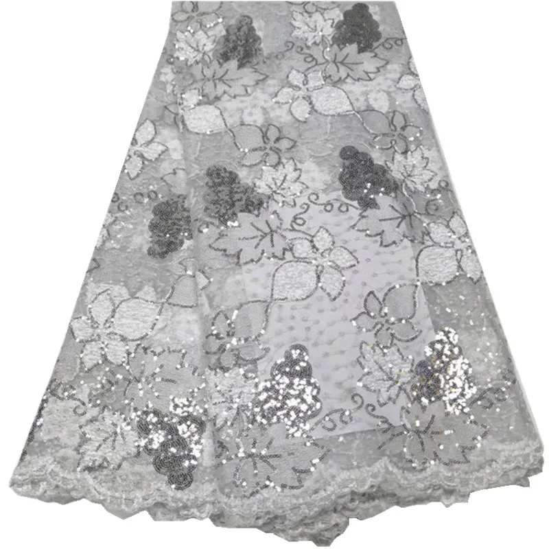 

New Arrivals Sequins Design French Mesh Lace Fabric African French Net Lace Fabric For Wedding Dress QX-150