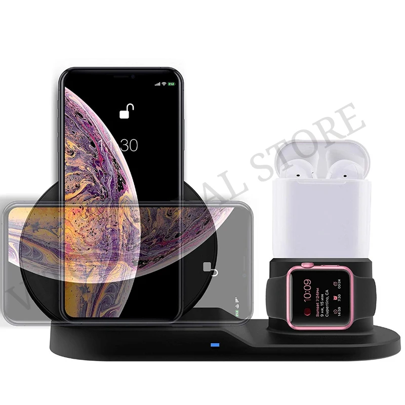 Новинка 3 в 1 Быстрое беспроводное зарядное устройство для Apple Watch 4 3 2 1 Airpods QI Беспроводное зарядное устройство док-станция для iPhone XR XS MAX Быстрая зарядка