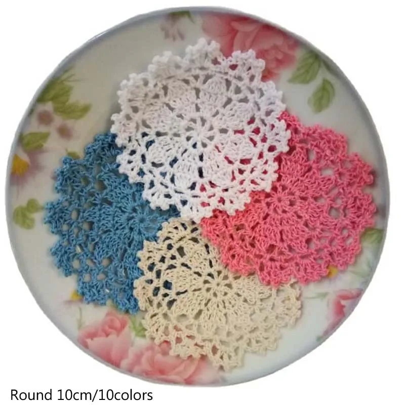 

10cm HOT cotton placemat cup coaster mug dining kitchen coffee table place mat cloth lace Crochet doily tea drink Christmas pad