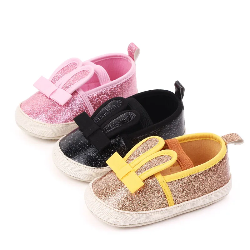 

Baby Sequin Shoes Newborn Girls Crib Shoes Cute Princess Rabbit Blings PU Moccasins Newborn Toddler First Walkers for 0-12M