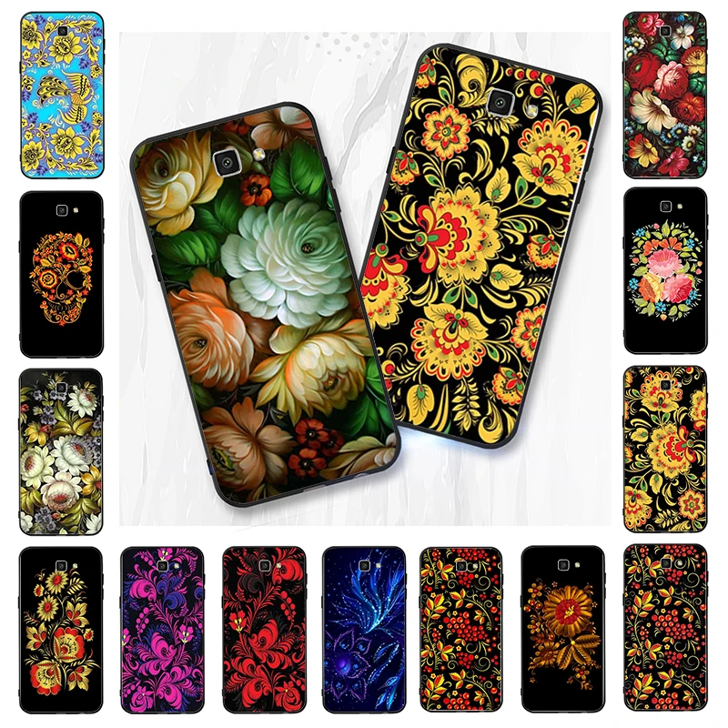 

Khokhloma Russian Pattern Flower Phone Case For Samsung Galaxy J7 Pro J7Prime J5 Prime J2 J4 J6 Plus A10 A20 A30 A40 A7 A30S A9