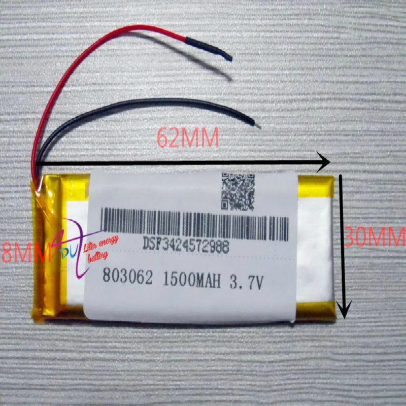 

Лучшая батарея бренда 1500mah 3,7 V 803062 083062 MP3 MP4 MP5 планшетный аккумулятор GPS Bluetooth игровой автомат