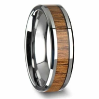 fashionable style inlay teak titanium steel ring stainless steel silver color inlay size 6 13