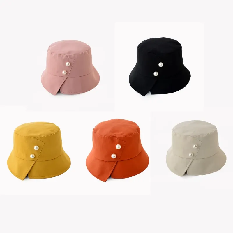 

Bucket Hat Women Banquet Travel Bob Cotton Pearl Decoration Sun Hats Summer Outdoor Panama Hat Women Fisherman Hat Basin Caps