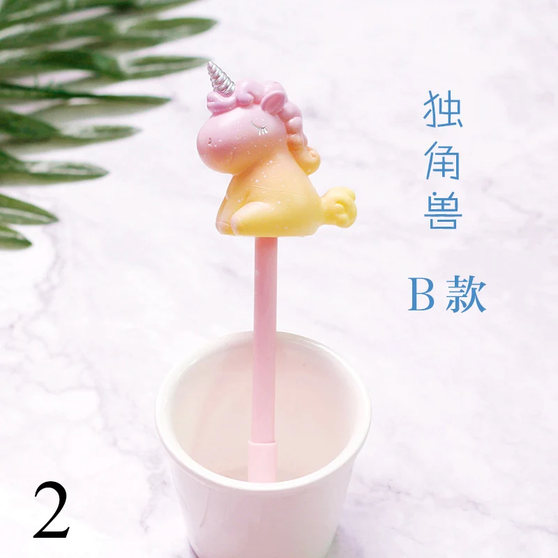 2 unicorn Корейская Милая гелевая кавайные ручки мульти форма силикагель и пластиковые ручки для детей девочки подарки школьные принадлежности канцелярские принадлежности - Цвет: 2 unicorn