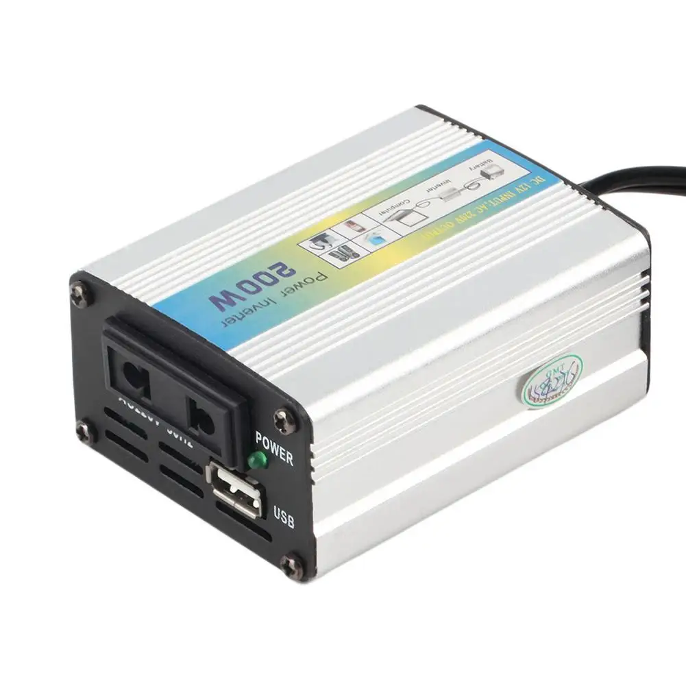 12V DC В AC 220V автомобильный преобразователь питания адаптер 200W USB зарядное