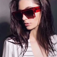 oversized flat top sunglasses female oculos men brand black square shades uv400 gradient sun glasses women one piece lens gafas